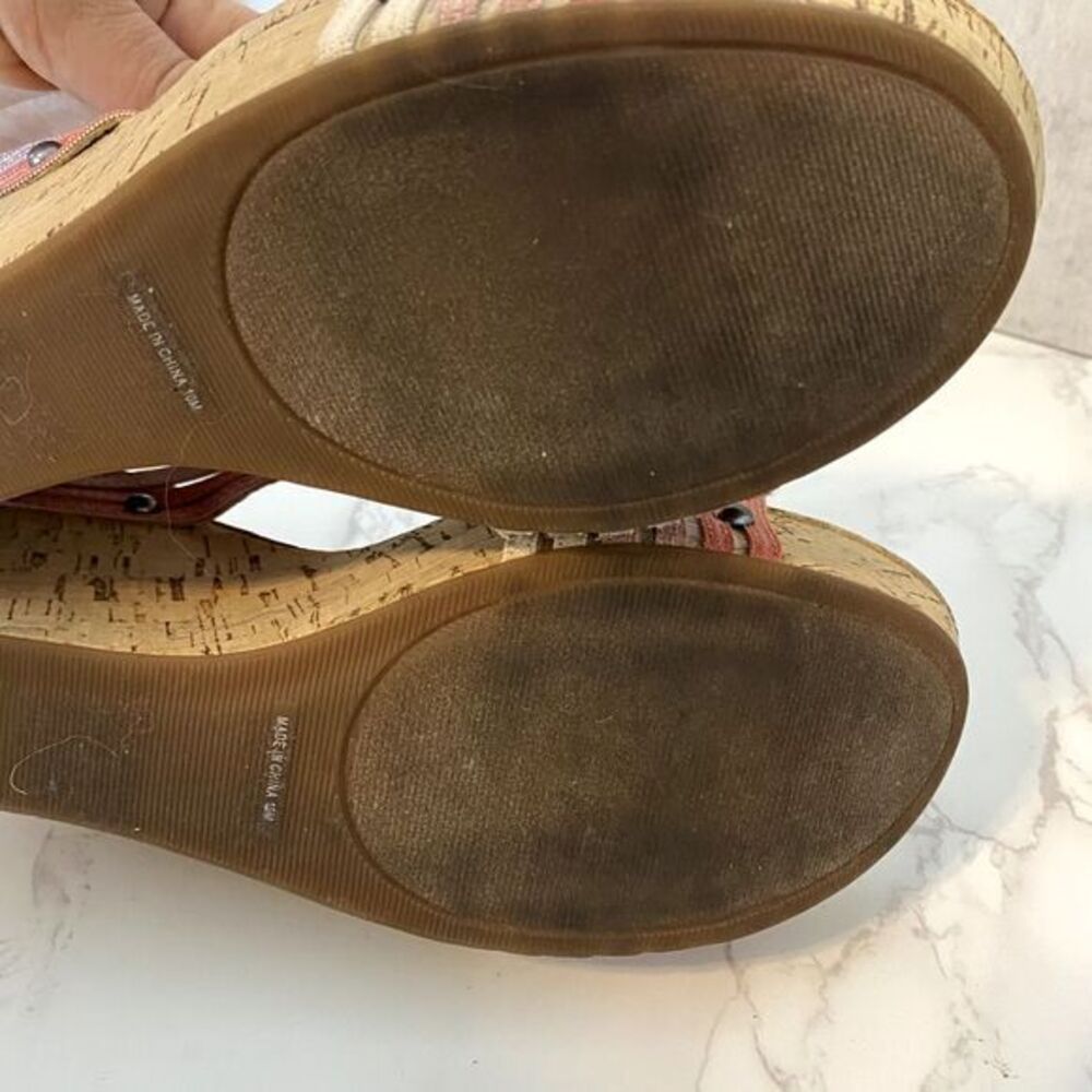 2/$30 Lucky Brand Wedge Sandals Women Sz 10M‎ Pink Cork Platform Summer - Picture 11 of 15
